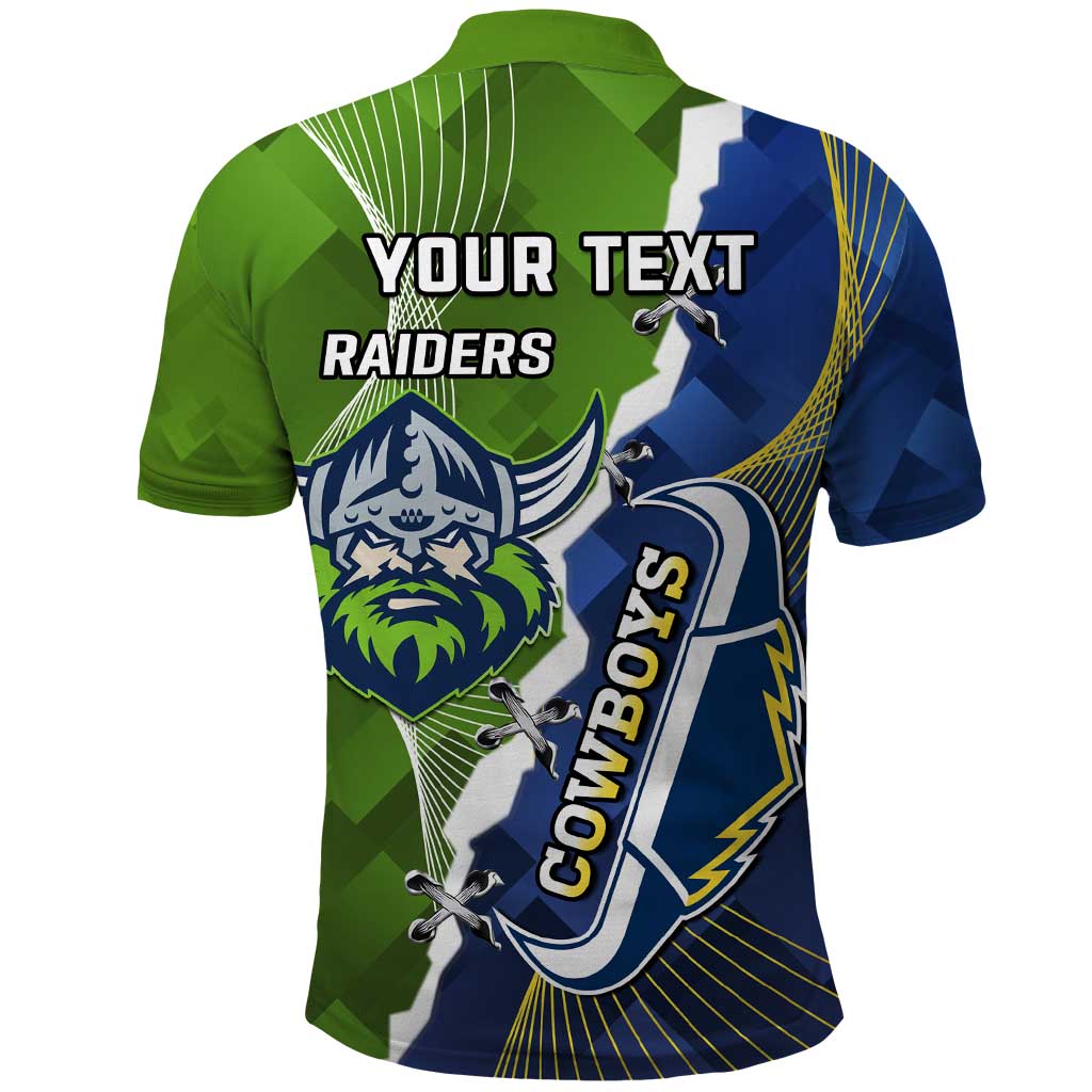 Personalised Cowboys And Raiders Rugby Polo Shirt Sporty Version