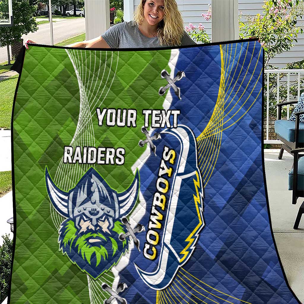 Personalised Cowboys And Raiders Rugby Quilt Sporty Version