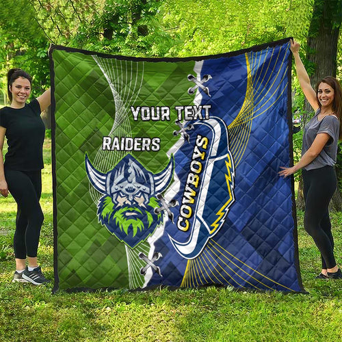 Personalised Cowboys And Raiders Rugby Quilt Sporty Version