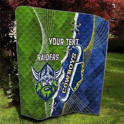 Personalised Cowboys And Raiders Rugby Quilt Sporty Version