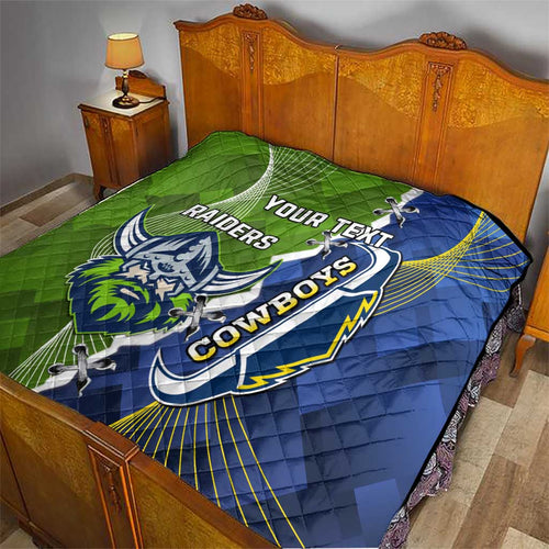 Personalised Cowboys And Raiders Rugby Quilt Sporty Version