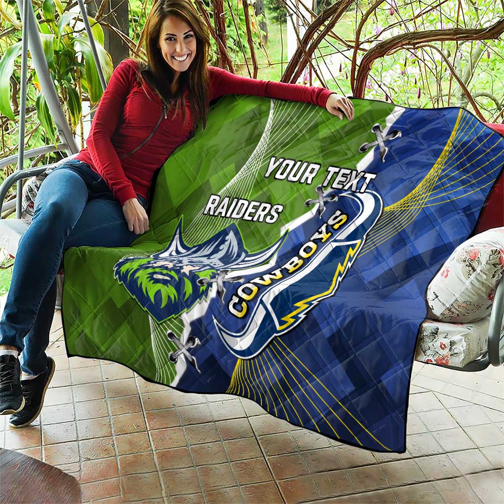 Personalised Cowboys And Raiders Rugby Quilt Sporty Version