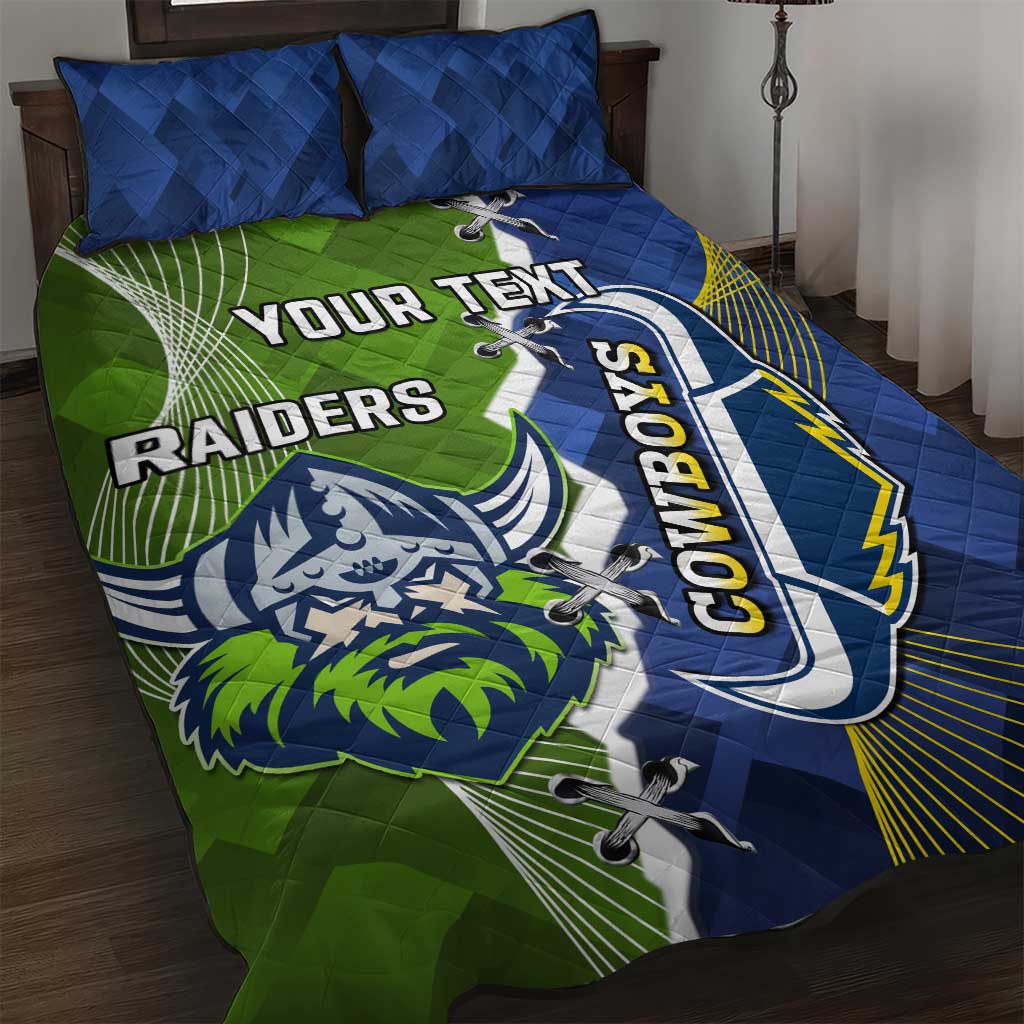 Personalised Cowboys And Raiders Rugby Quilt Bed Set Sporty Version
