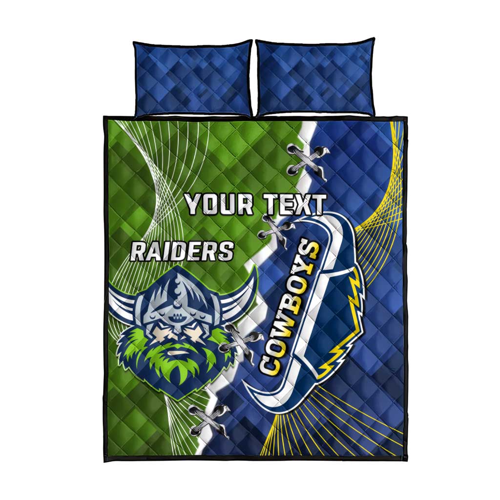 Personalised Cowboys And Raiders Rugby Quilt Bed Set Sporty Version