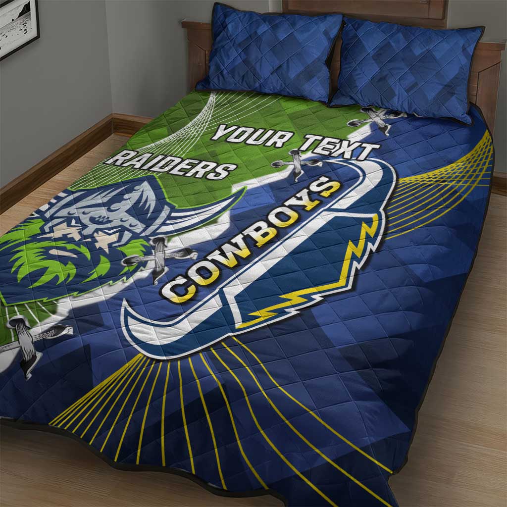 Personalised Cowboys And Raiders Rugby Quilt Bed Set Sporty Version