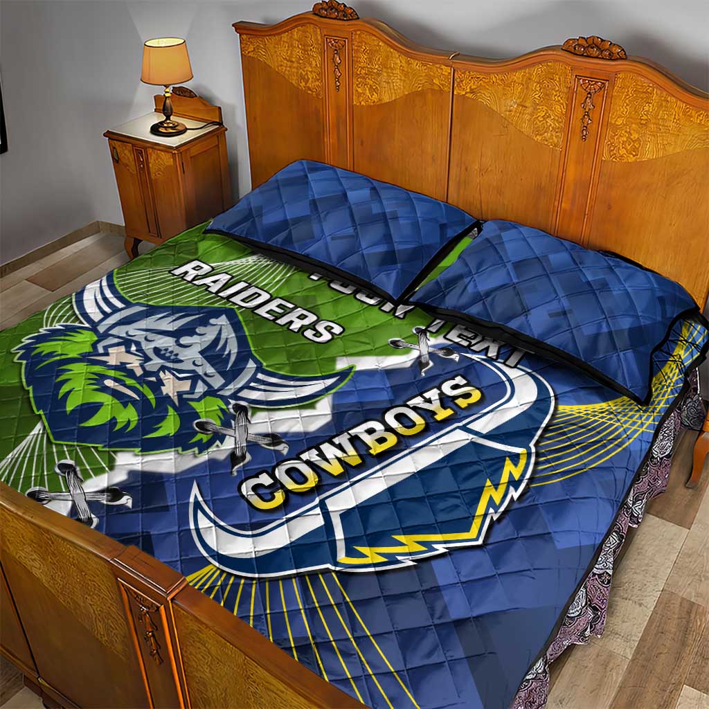 Personalised Cowboys And Raiders Rugby Quilt Bed Set Sporty Version