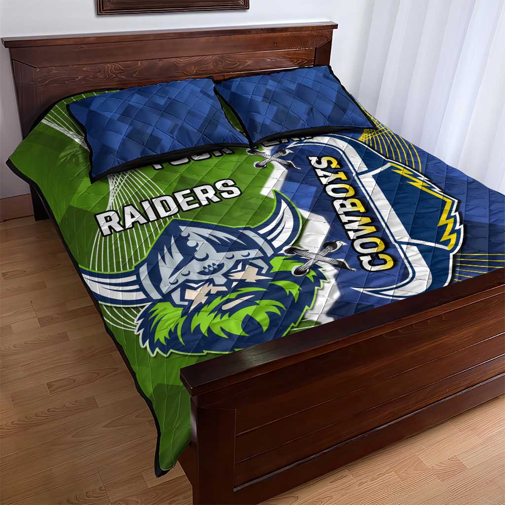 Personalised Cowboys And Raiders Rugby Quilt Bed Set Sporty Version