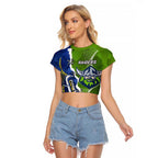 Personalised Cowboys And Raiders Rugby Raglan Cropped T Shirt Sporty Version