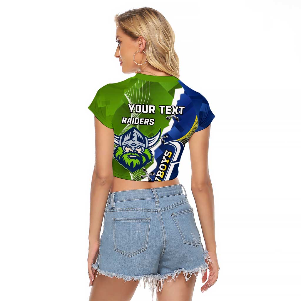 Personalised Cowboys And Raiders Rugby Raglan Cropped T Shirt Sporty Version