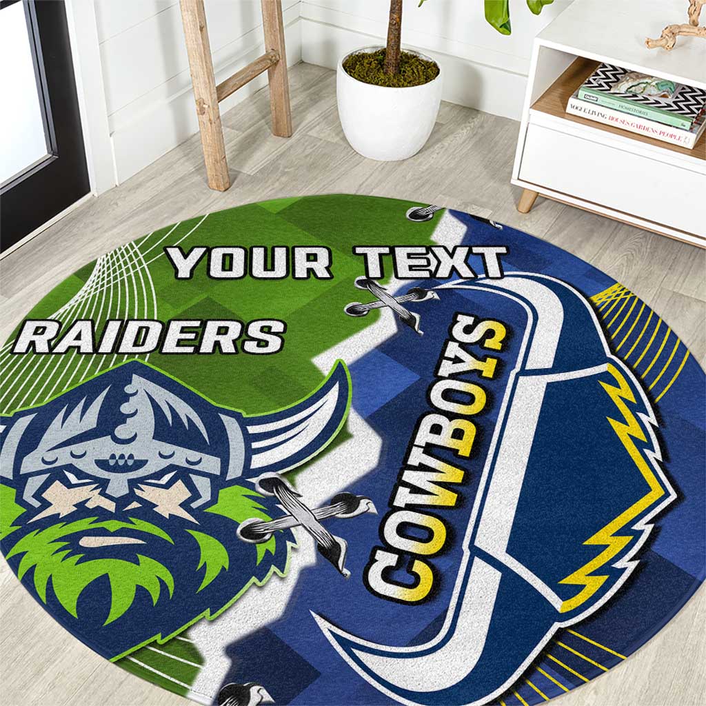 Personalised Cowboys And Raiders Rugby Round Carpet Sporty Version