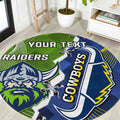 Personalised Cowboys And Raiders Rugby Round Carpet Sporty Version