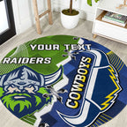 Personalised Cowboys And Raiders Rugby Round Carpet Sporty Version