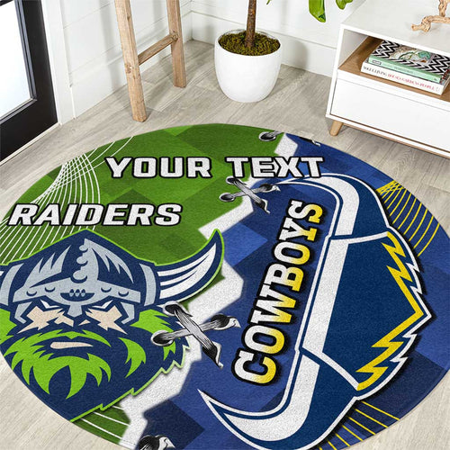 Personalised Cowboys And Raiders Rugby Round Carpet Sporty Version