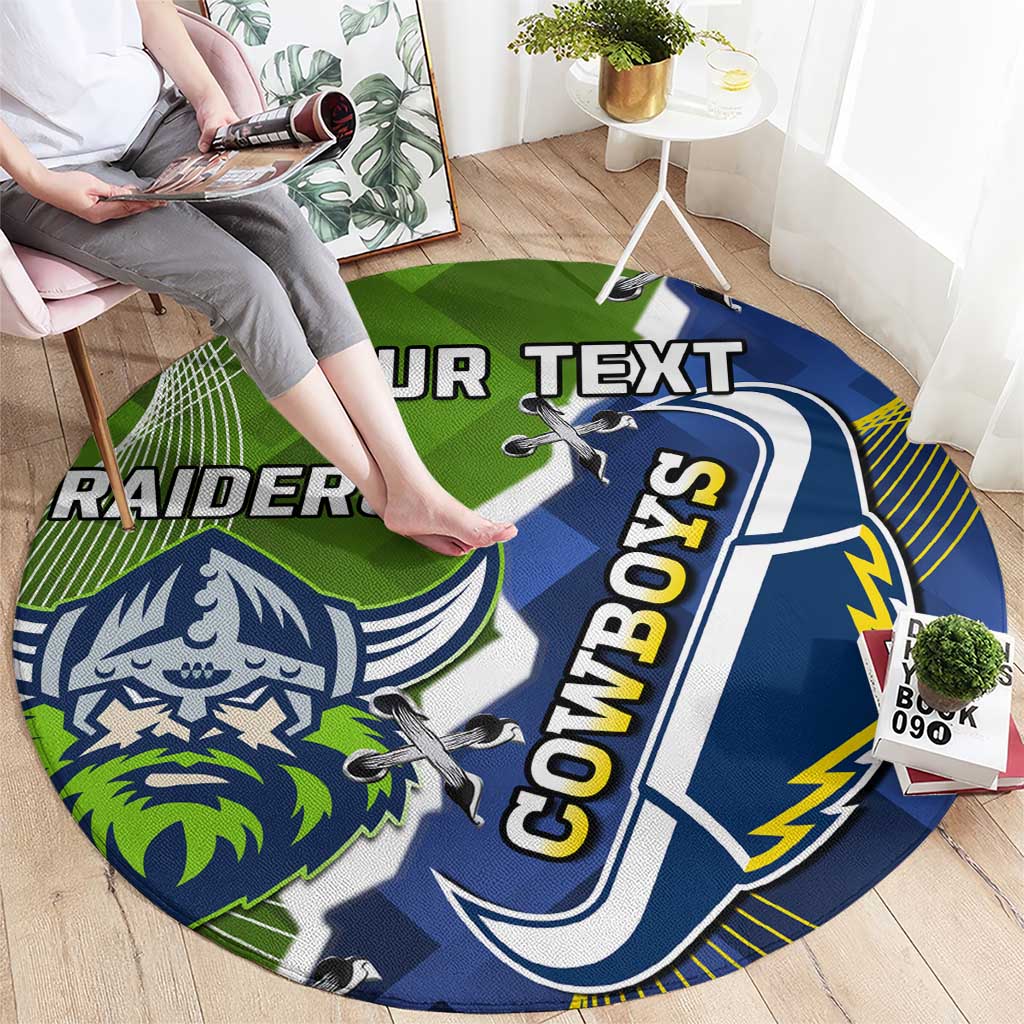 Personalised Cowboys And Raiders Rugby Round Carpet Sporty Version