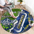 Personalised Cowboys And Raiders Rugby Round Carpet Sporty Version