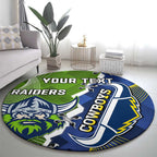 Personalised Cowboys And Raiders Rugby Round Carpet Sporty Version
