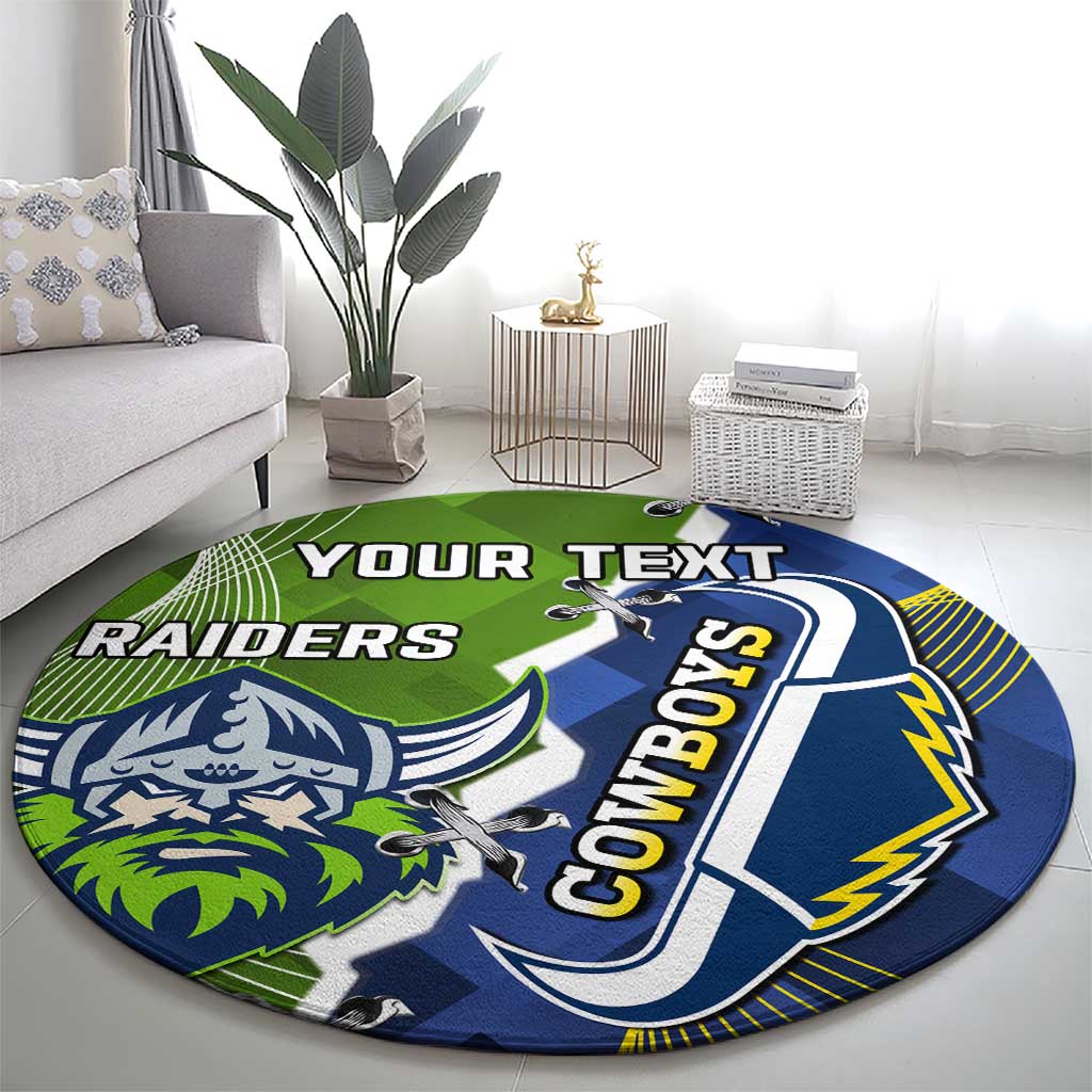 Personalised Cowboys And Raiders Rugby Round Carpet Sporty Version