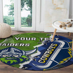 Personalised Cowboys And Raiders Rugby Round Carpet Sporty Version