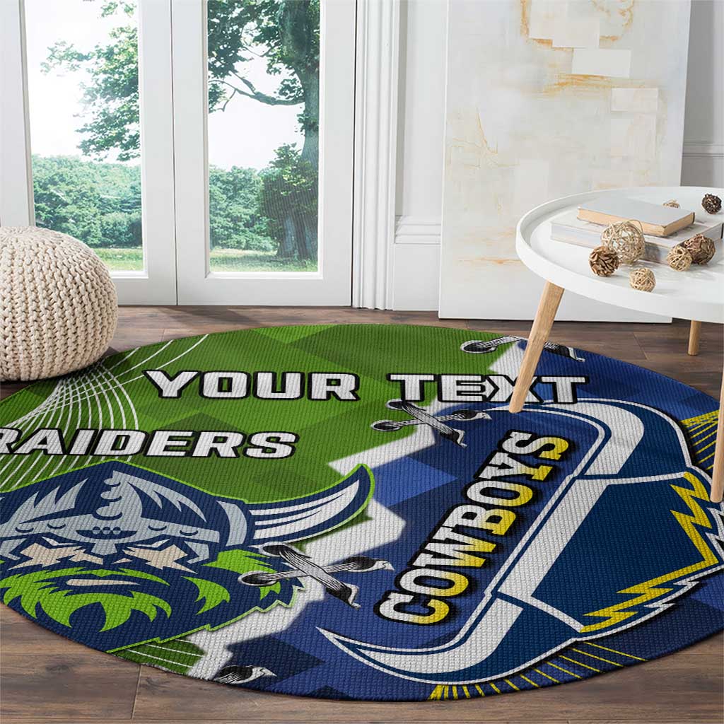 Personalised Cowboys And Raiders Rugby Round Carpet Sporty Version