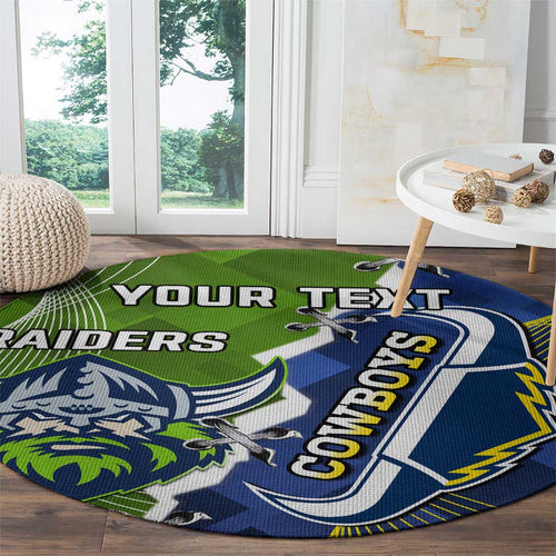 Personalised Cowboys And Raiders Rugby Round Carpet Sporty Version