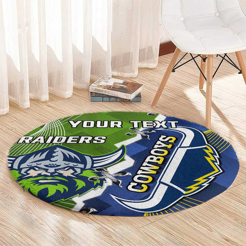 Personalised Cowboys And Raiders Rugby Round Carpet Sporty Version