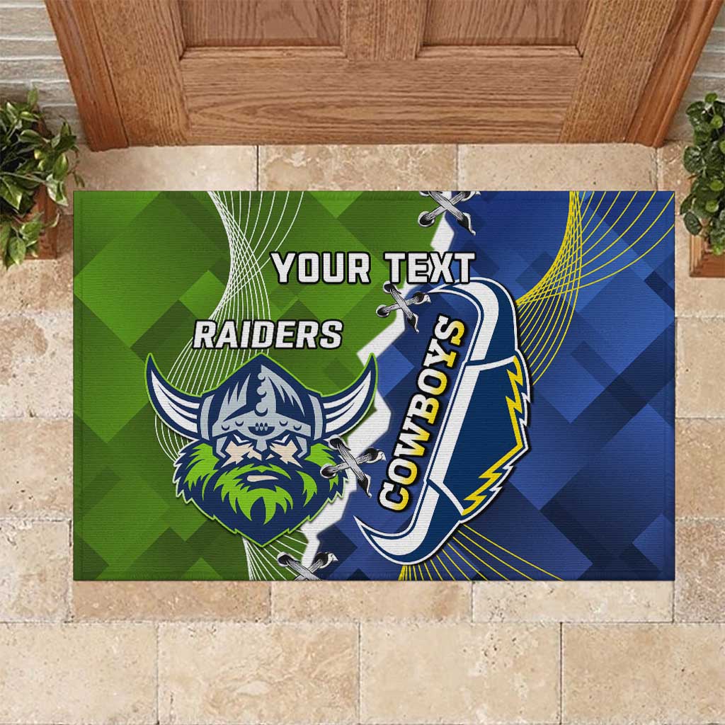 Personalised Cowboys And Raiders Rugby Rubber Doormat Sporty Version