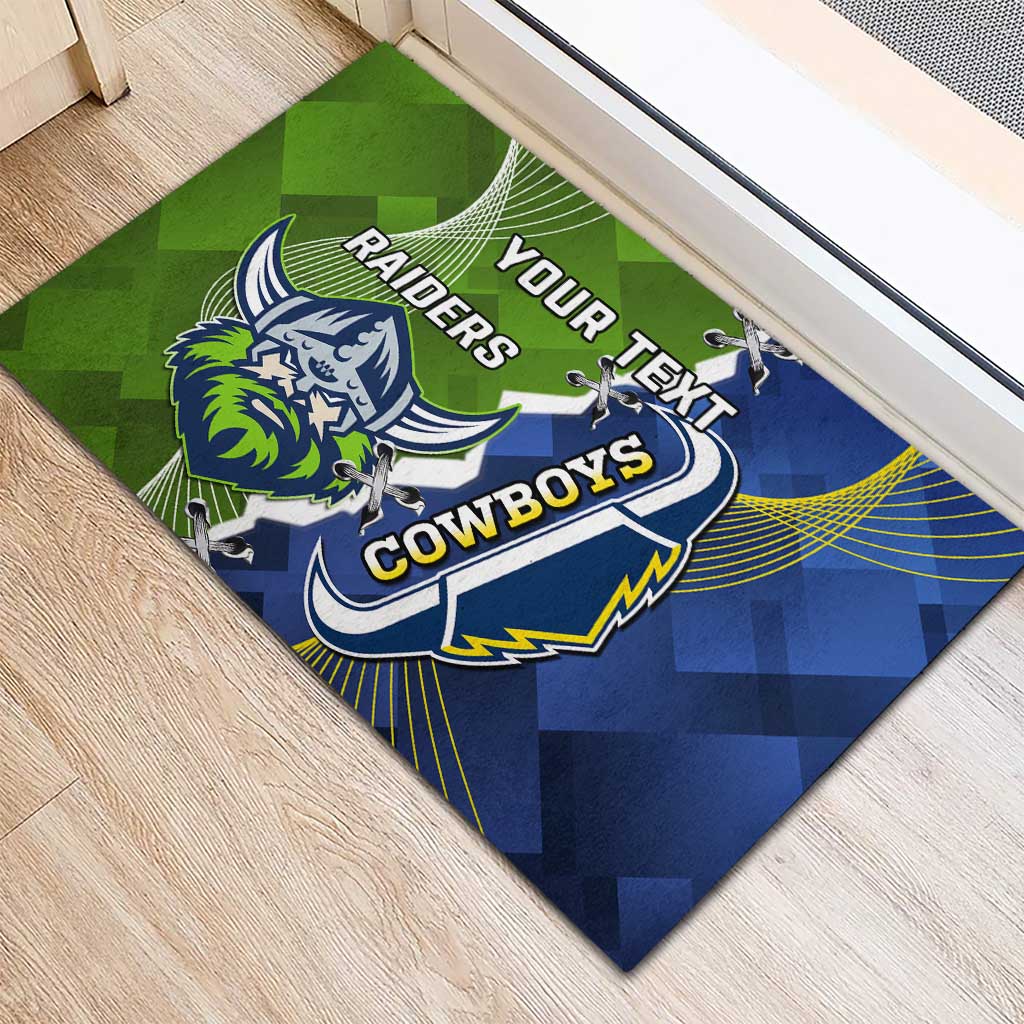 Personalised Cowboys And Raiders Rugby Rubber Doormat Sporty Version