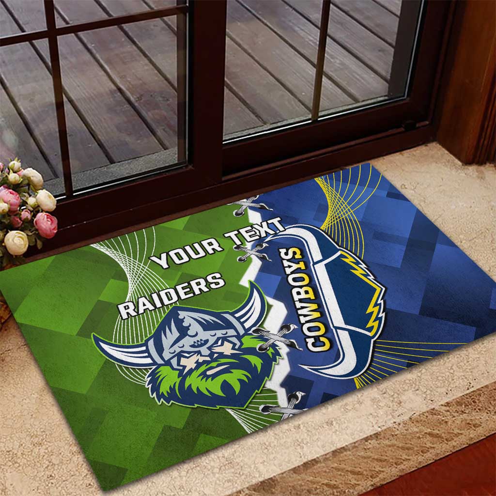 Personalised Cowboys And Raiders Rugby Rubber Doormat Sporty Version