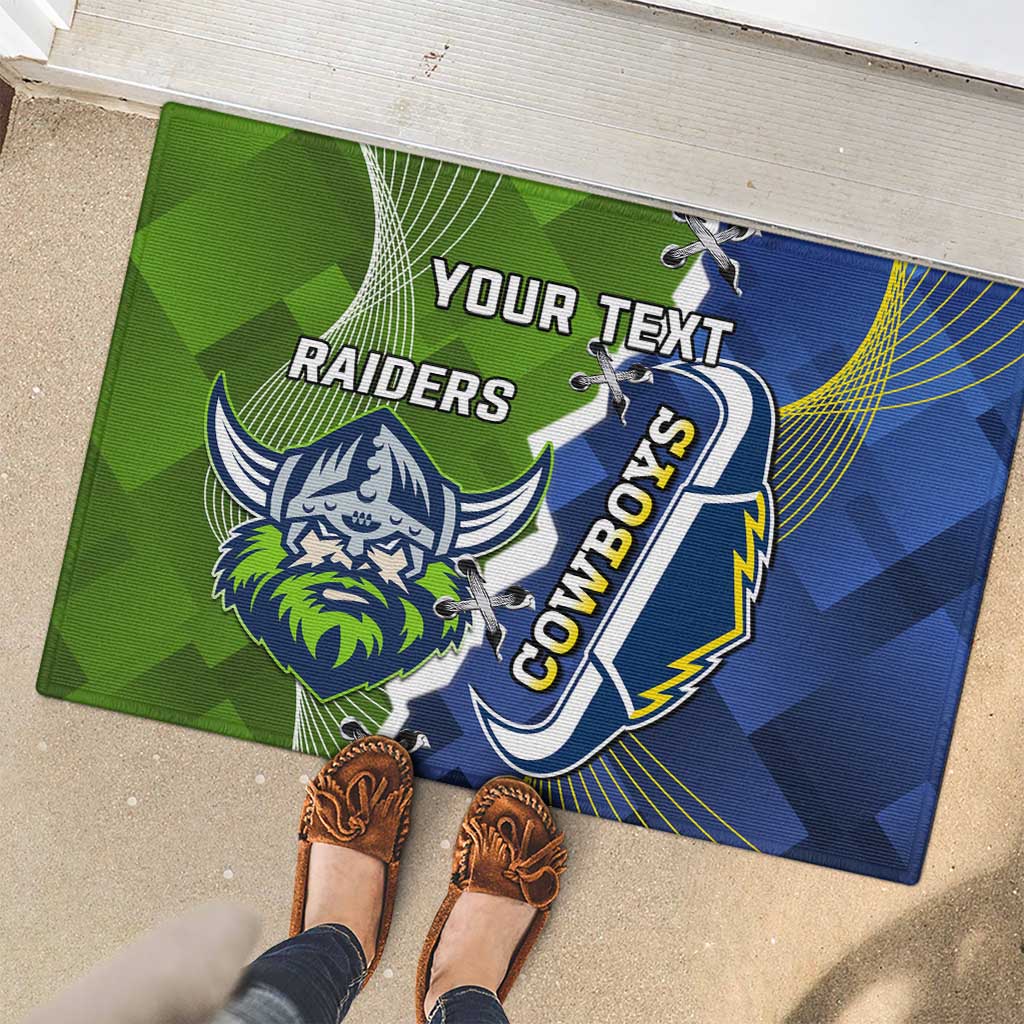 Personalised Cowboys And Raiders Rugby Rubber Doormat Sporty Version