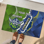 Personalised Cowboys And Raiders Rugby Rubber Doormat Sporty Version