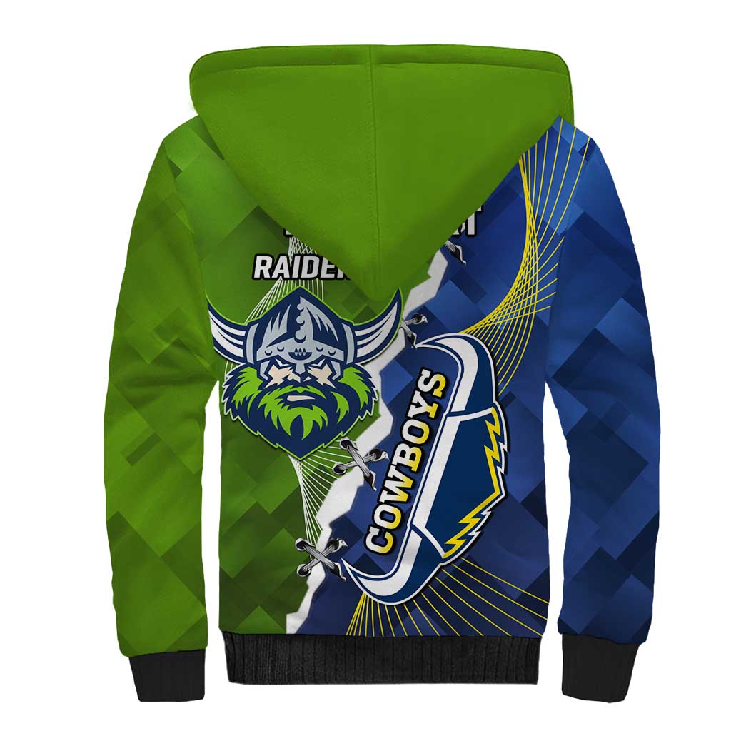 Personalised Cowboys And Raiders Rugby Sherpa Hoodie Sporty Version