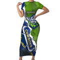 Personalised Cowboys And Raiders Rugby Short Sleeve Bodycon Dress Sporty Version