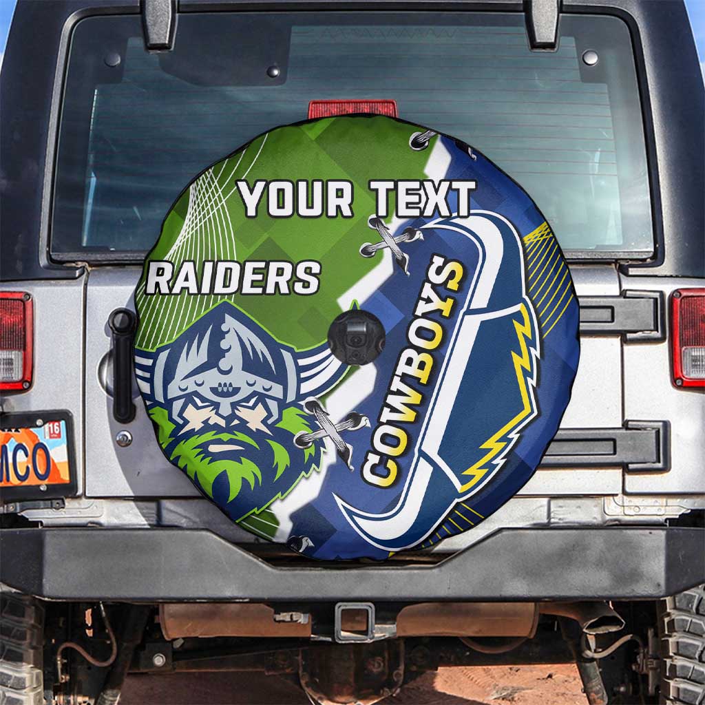 Personalised Cowboys And Raiders Rugby Spare Tire Cover Sporty Version