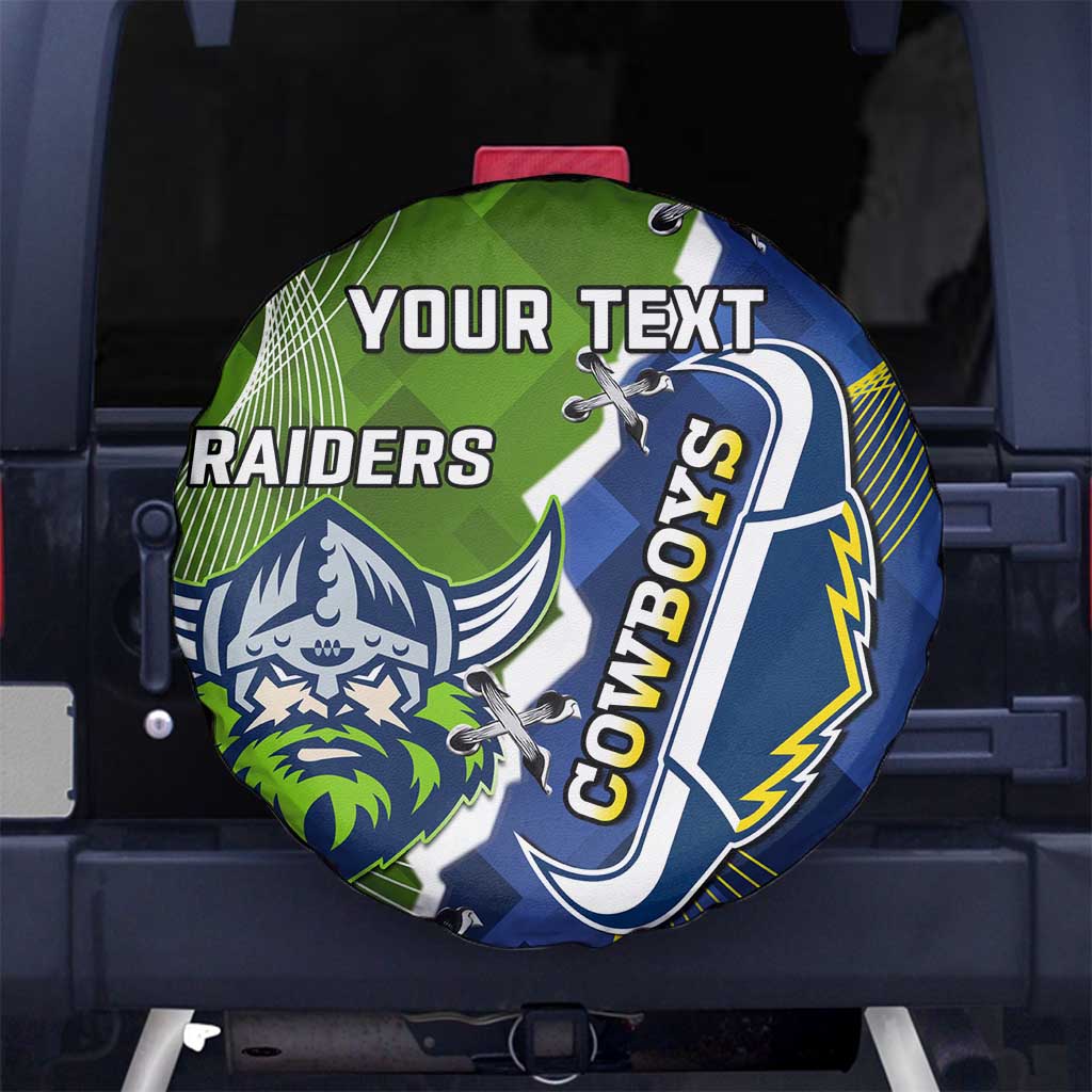 Personalised Cowboys And Raiders Rugby Spare Tire Cover Sporty Version