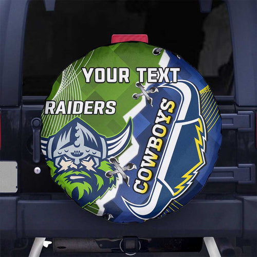 Personalised Cowboys And Raiders Rugby Spare Tire Cover Sporty Version