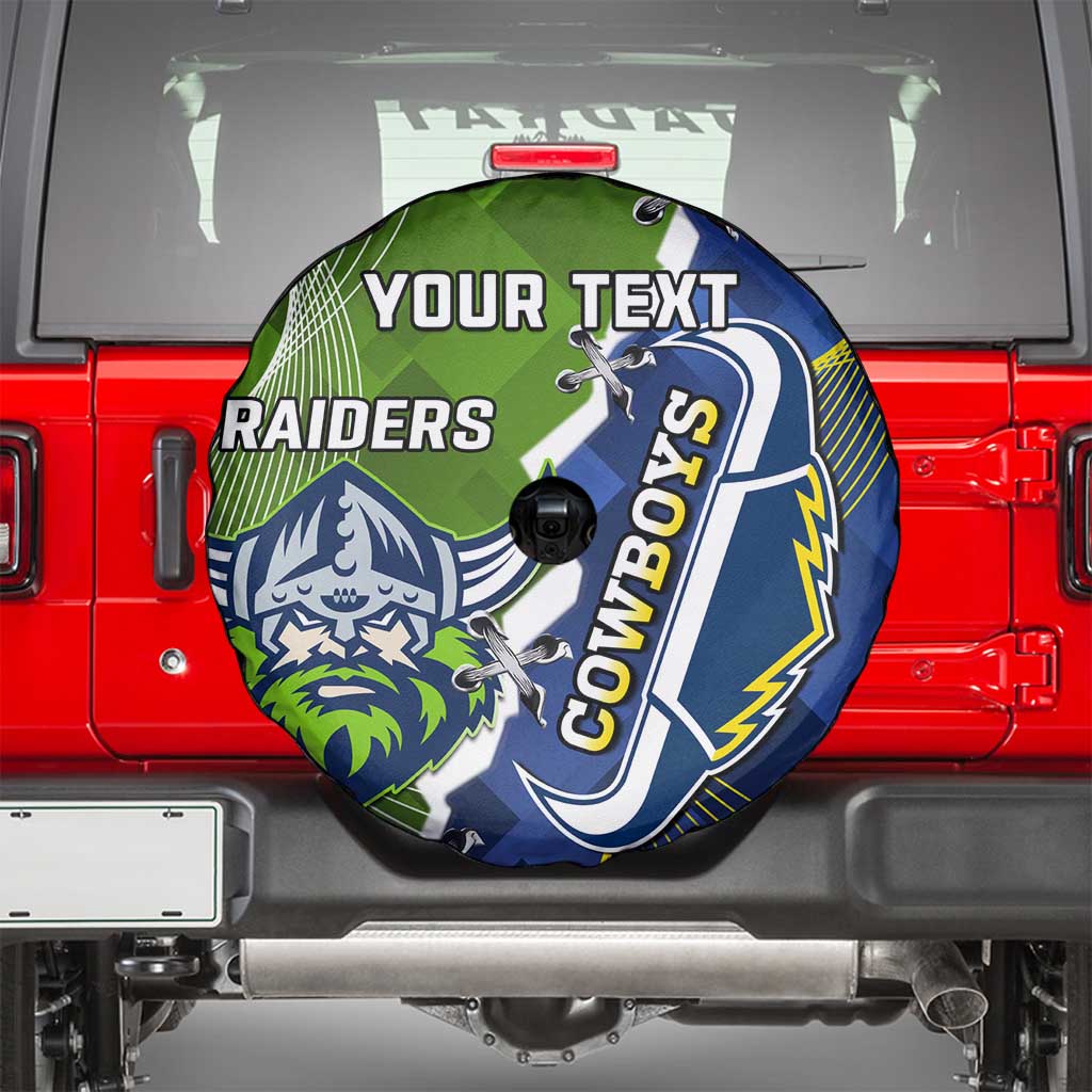 Personalised Cowboys And Raiders Rugby Spare Tire Cover Sporty Version