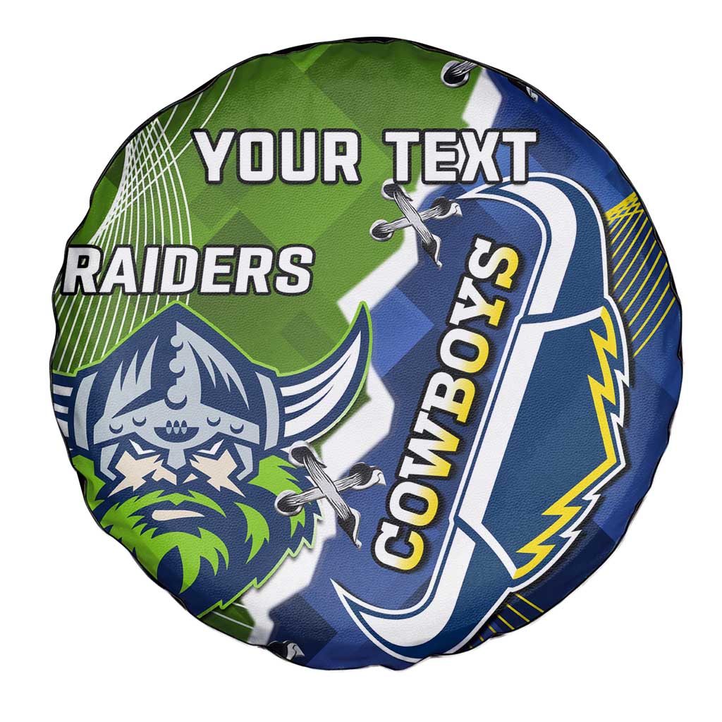 Personalised Cowboys And Raiders Rugby Spare Tire Cover Sporty Version