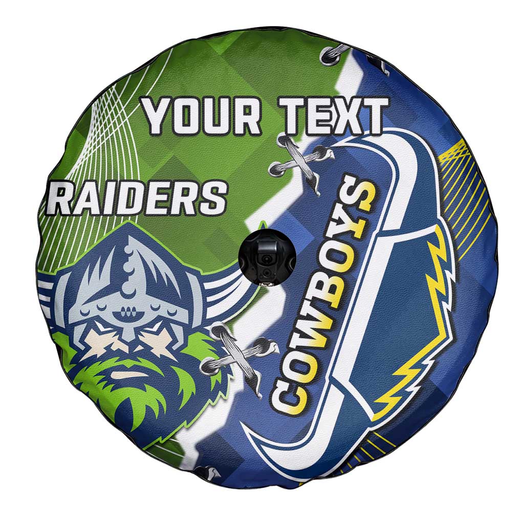 Personalised Cowboys And Raiders Rugby Spare Tire Cover Sporty Version