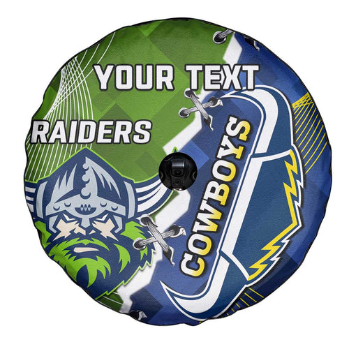 Personalised Cowboys And Raiders Rugby Spare Tire Cover Sporty Version
