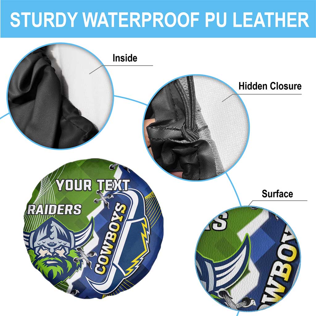 Personalised Cowboys And Raiders Rugby Spare Tire Cover Sporty Version