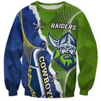 Personalised Cowboys And Raiders Rugby Sweatshirt Sporty Version