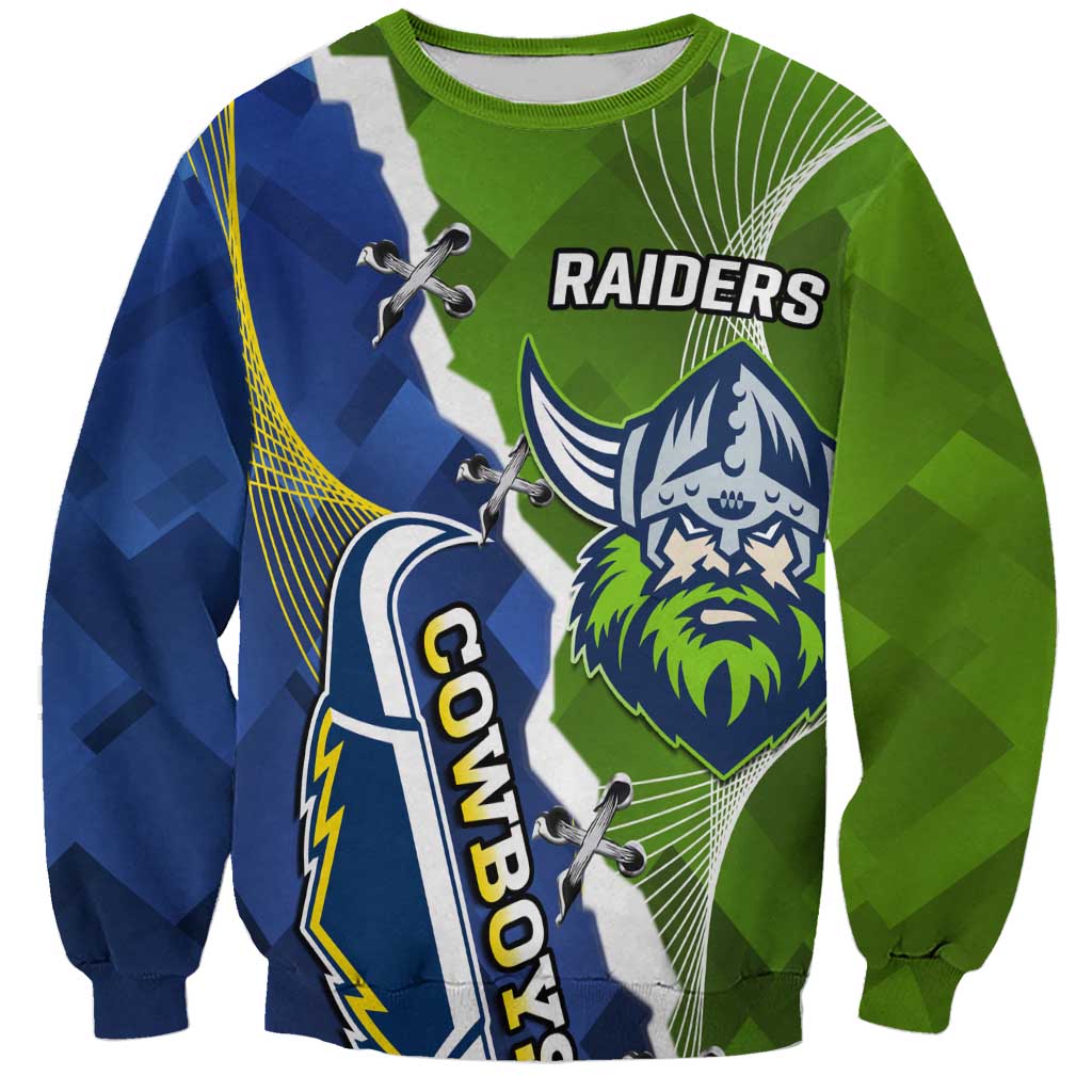 Personalised Cowboys And Raiders Rugby Sweatshirt Sporty Version