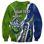 Personalised Cowboys And Raiders Rugby Sweatshirt Sporty Version