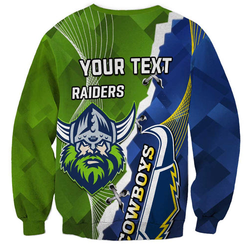 Personalised Cowboys And Raiders Rugby Sweatshirt Sporty Version