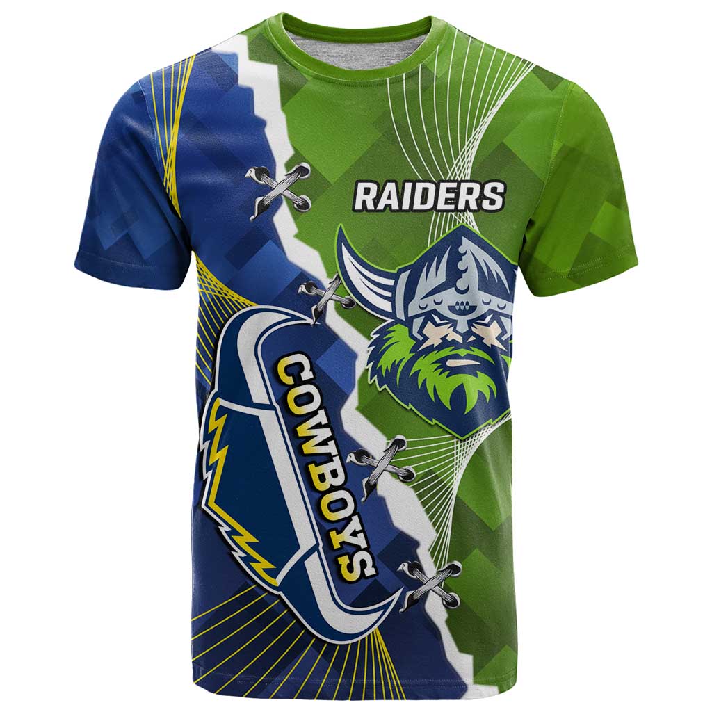 Personalised Cowboys And Raiders Rugby T Shirt Sporty Version