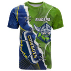 Personalised Cowboys And Raiders Rugby T Shirt Sporty Version