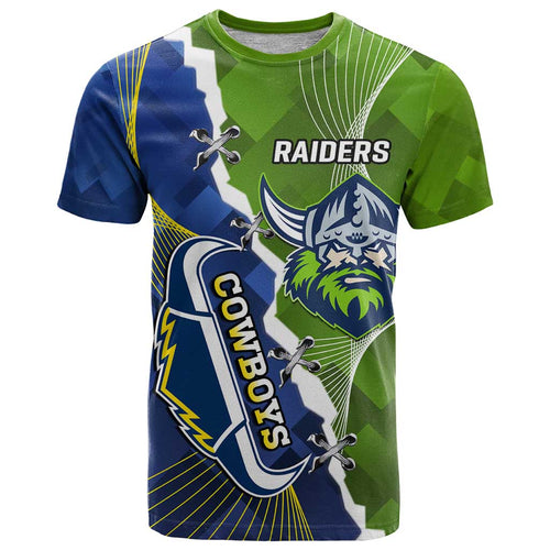 Personalised Cowboys And Raiders Rugby T Shirt Sporty Version