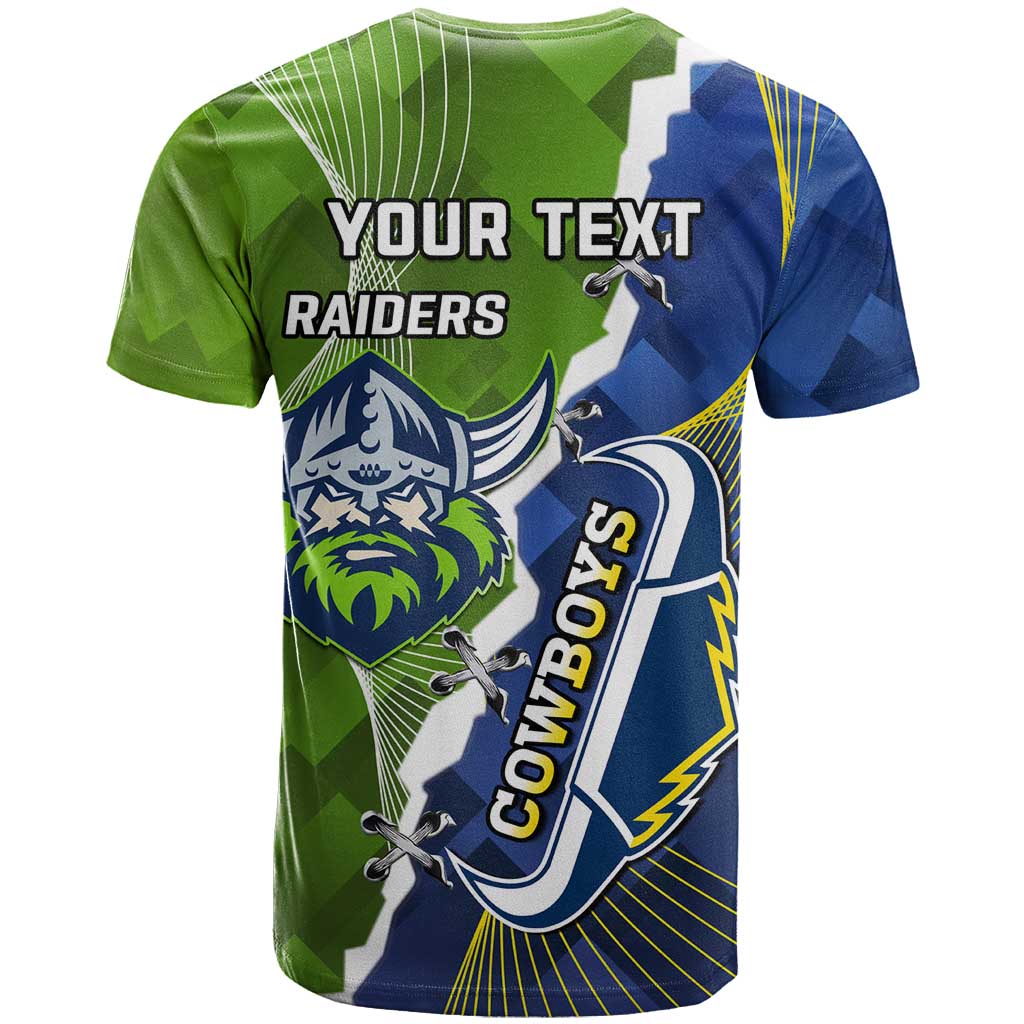 Personalised Cowboys And Raiders Rugby T Shirt Sporty Version