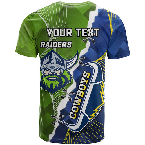 Personalised Cowboys And Raiders Rugby T Shirt Sporty Version
