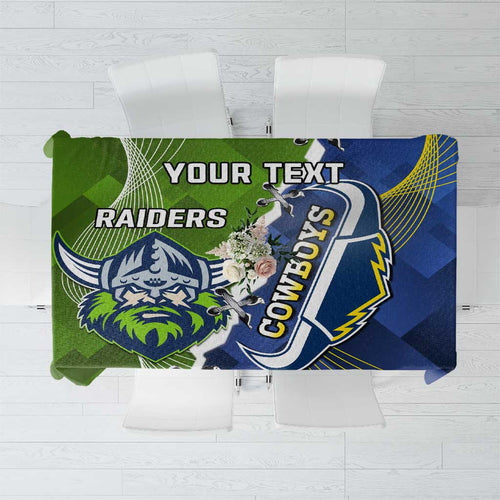 Personalised Cowboys And Raiders Rugby Tablecloth Sporty Version